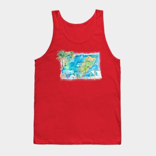 Cozumel_Quintana_Roo_Mexico_Illustrated_Travel_Map_with_Roads_and_HighlightsXS Tank Top